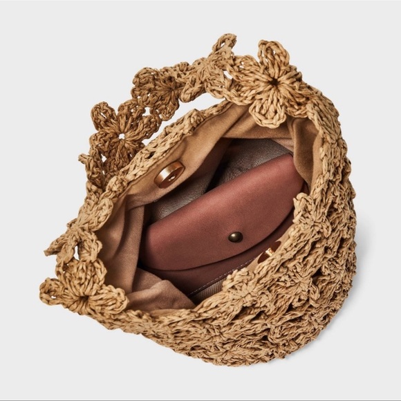 Straw Mini Floral Bucket Bag - A New Day BeigeWoven floral - Picture 3 of 6
